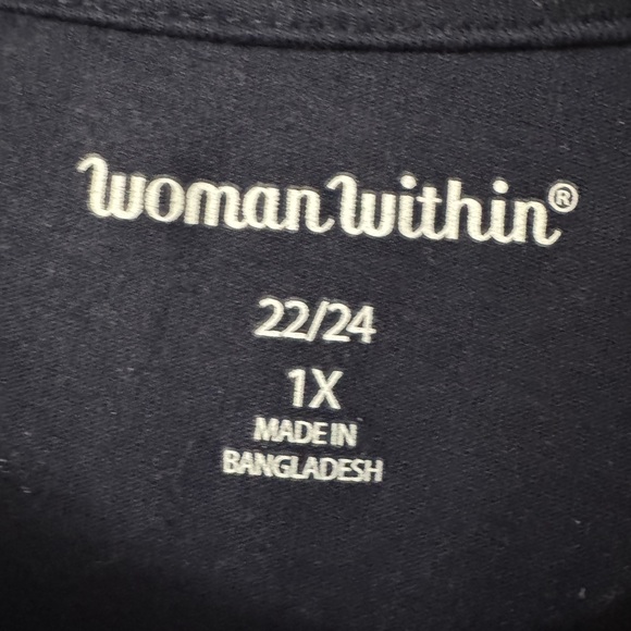 Woman Within Classic Navy Tee Dress Crew Neck Short Sleeve With Pockets 1X - Picture 4 of 5